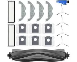 Accessoire de remplacement adapté à l'aspirateur robot Dreame D10 Plus Gen 2, 1 brosse principale, 2 Filtres HEPA, 4 brosses latérales, 4 chiffons de nettoyage, 6 sacs à poussière, 1 brosse de nettoyage