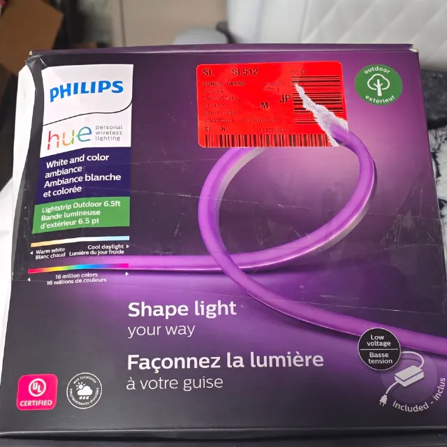 Philips Hue Outdoor Light Strip 6.5 ft White & Color Ambiance LED, App