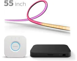 Philips Hue Entertainment Starterspakket voor 55 Inch Beeldscherm - Wit en Gekleurd Licht - Incl. 1 Hue HDMI Sync Box 8k (gen-2), 1 Hue LED Strip 55 Inch, 1 Hue Bridge - Hue White and Color Ambiance Gradient