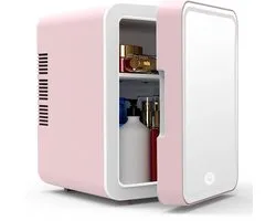 Mini koelkast 4L - Minibar - Pour manger & boire - Skincare & make-up fridge - olledig stil 22dB - USB - Auto koelkast - Rose