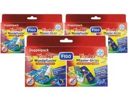 FIGO double pack Pansements pour enfants – 3 Pièces – 30 Pansements pour enfants + 3 Pansements à découper – Résistant à l'eau