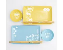 Set à sushis pour deux - Tokyo Design - Hibou Shiba Blauw et Jaune