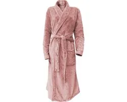 LINNICK Flanel Fleece Uni Badjas - Rose - M - Badjas Dames - Badjas Heren