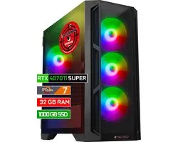 ScreenON - Game Computer / Gaming PC - Ryzen 7 - 1TB M.2 SSD - 32GB RAM - RTX 4070 Ti Super - Windows 11