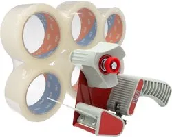 DULA Taperoller - Tape dispenser + 6 rollen 50mmx66m verpakkingstape
