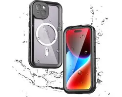 Hoesje geschikt voor Apple iPhone 15 - Shellbox Waterproof IP68 waterdichte 360 Case - Geschikt voor MagSafe - Zwart