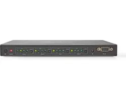 Nedis HDMI Matrix-Switch - 4 x 4-Poorts poort(en) - DC Power / 1x RS232 / 4x HDMI Input - 4x HDMI Output - 4K@60Hz - 18 Gbps - Afstandbestuurbaar - Metaal - Zwart