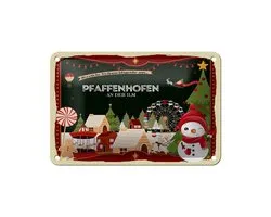 Blechschild Weihnachten Grüße aus PFAFFENHOFEN AN DER ILM Deko 18x12cm
