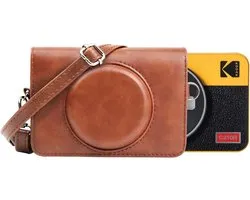 SnelShoppen - Beschermende Camera Case voor Instant Camera & Printer, Bruin, Geschikt voor Kodak Mini Shot 2 Retro, Schouderriem, Hoogwaardige Materia