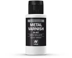 Vallejo Hobbyverf - 26657 Gloss Metal Varnish - Water Based (60 ml) Verf flesje - 60 ml