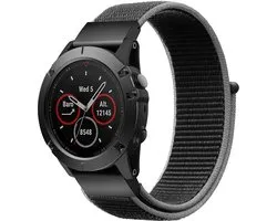 Strap-it Nylon 26mm Quickfit smartwatch bandje geschikt voor Garmin Fenix 9 (Pro) 51mm / Fenix 8 (Pro) 51mm / Garmin Fenix 7x (Pro - Sapphire Solar) / Fenix 6x (Pro - Sapphire) / Fenix 5x (Plus) / Fenix 3 / Epix Pro (Gen 2 - 51mm) - Charcoal