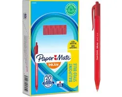 Paper Mate InkJoy 100RT intrekbare balpennen | medium punt (1,0 mm) | Rood | 20 stuks