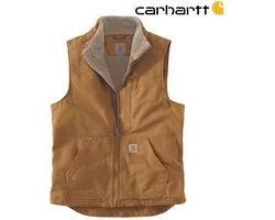 Carhartt Washed Duck Sherpa-Lined Brown Mock-neck Vest Taille homme M