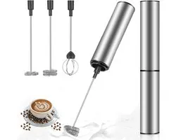 Melkopschuimer Elektrisch - 3 Eenvoudig Te Vervangen Opzetstukken - Melkopschuimers - Melkopschuimer Handmatig - Melkklopper - Melk Opschuimer - Schuimklopper Koffie - Koffieschuimer