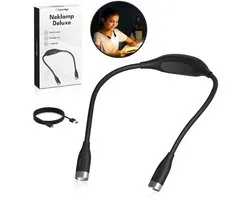 Lampe de cou Ironridge® - Lampe de lecture de cou - Lampe de lecture LED - Lampe de lecture LED flexible - Lampe de cou crochetée - Lampe de chevet - Lampe de lecture rechargeable USB-C - 3 couleurs de lumière - Zwart