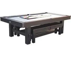 Top Table Dinner Pooltafel Black Wood Met Banken 8FT