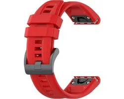 Siliconen bandje - geschikt voor Garmin Fenix 5 / 5 Plus / 6 / 6 Pro / 7 / 7 Pro / 8 (47 mm) / E (47 mm) / Epix (Pro) (2) 47 mm / Quatix 5 / 6 / 7 / 7 Pro / Approach S60 / S62 / S70 47 mm / MARQ / D2 Delta / D2 Mach 1 / Descent G1 - rood
