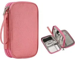 Sans citron - Rose - Sac de rangement pour chargeur/câble - Sac de voyage - Électronique - Téléphone - Power Bank - Pratique pour les voyages