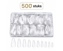 Nagel Tips Transparant - 500 Stuks -Soft Almond - Kunstnagels- Transparante nageltips voor gelnagels-Nail Tips Clear-Nep nagels Nepnagels nail art nagelverlenging