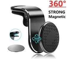 Magnetische Auto Telefoon Houder Stand Air Vent Magneet Auto Bevestiging Gps Smartphone Mobiele Ondersteuning In Auto Luxe Beugel Geschikt Voor IPhone Samsung Universeel 360 Graden Draaibaar
