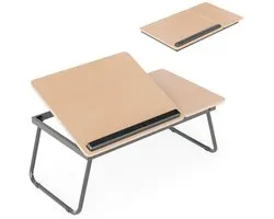 SureDeal® - Laptoptafel, inklapbaar, 4-voudig in hoogte verstelbaar, bedtafel, notebooktafel, opvouwbaar, beddienblad, laptoptafel, werktafel van MDF, metaal, tafel voor bed, sofa, vloer, 55 x 32 x 23 cm
