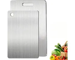 2x Snijplank - Snijplankenset - Vaatwasser Bestendig - Antibacteriëel - RVS Snijplank - 34x23CM & 25x15CM - Cutting Board