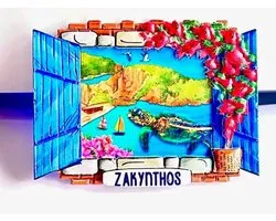 SnelShoppen - Zakynthos Magneet Souvenir - Polyresin Koelkastmagneten met Symbolen uit Griekenland - Decoratieve Fridge Magnet voor Thuis en Keuken