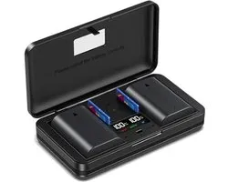 Multifunctionele Batterijlader met SD-Kaartlezer voor Panasonic Lumix DC-S5 en S5 II – Incl. 2x DMW-BLK22 Batterijen