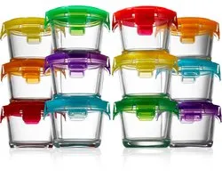 NutriChef Glazen Vershouddoos Set - 12-Delig met Deksel - Meal Prep Bakjes - Magnetron en Vriezer Bestendig
