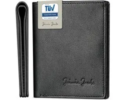 Portefeuille intelligent Jaimie Jacobs SLIMSTAR pour homme, format portrait, protection RFID, cuir véritable noir, moderne