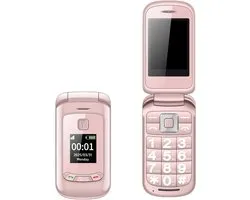 Klaptelefoon Dual SIM - Seniorentelefoon Noodknop - Makkelijk Bellen - Grote Knoppen Zaklamp - 2.8 Inch Scherm - Roze
