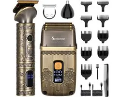 Scttomon 3-in-1 Tondeuse & Elektrisch Scheerapparaat voor Mannen – T-Blade Haarknipper & Neushaartrimmer – Foliescheerapparaat & Baardtrimmer – Tondeuse Cheveux – 3-voudige Mesjes – Draadloos