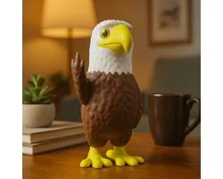 AnimalsAttitude – Kleine Adelaar Figurine met Middelvinger – 3D-geprint PLA Beeldje – Conversation-Worthy Gift