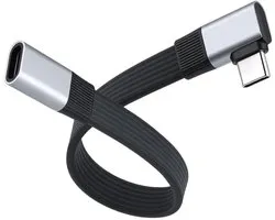 aceyoon USB C-verlengkabel, kort, 0,2 m, 240 W PD snellaadkabel, USB 4.0, 80 Gbps, 8K @ 60 Hz, videooverdracht, 90° hoek, type C-bus naar stekker, kabel voor Thunderbolt 4, laptop, smartphone