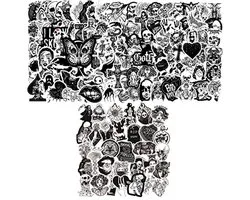 150 Goth-stickers - Zwart-witte schedel vinyl punk stickers voor notebook, gitaar, auto en skateboard
