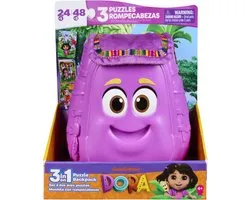 Spinmaster Spin Master Games panoramische 3-in-1 Dora-puzzel, 24 en 48 stukken, kinderpuzzel, schermloze STEM-activiteit
