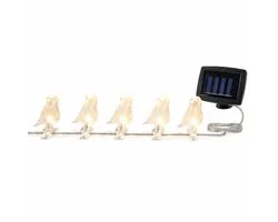 Namajunas -Lichtslinger – Lichtsnoer Buiten Solar – 5 Vogelvormige LED-lampjes, Warm Wit – 2 m – Tuinverlichting op Zonne-energie – Waterbestendig – Voor Tuin, Balkon en Terras