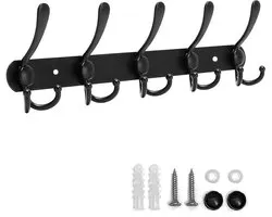 Wall Mounted Hook Rack 5 Hooks Coat Rack Wall Mounted with Screws Heavy Duty Coat Hooks for Wall Mounted for Coats Towels Bathrobes Hats Clothes Robes Wardrobes Robes