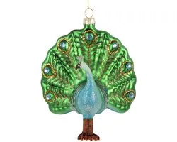 Clayre & Eef Kersthanger Pauw 10x5x12 cm Groen Glas