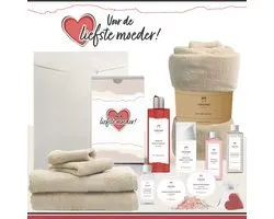 Geschenkset “Voor de liefste moeder!” - 13 producten - 2000 gram - Triomf Cosmetica | Triomf Original Giftset voor haar Cadeau Moederdag Wellness Pakket Vrouw Cadeaupakket Bedankt Geschenk Lieve Mama Verjaardag Kerst Kerstpakket Gift Roze Rood Crème