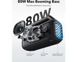 bluetooth speaker Anker Motion Boom 2 Bluetooth-luidspreker, met titanium audiodrivers, BassUp-technologie, IPX7 waterbescherming, 24 uur accu, ideaal voor buiten, tuin, strand