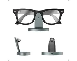 Station Compatible with Ray-Ban Meta Smart Glasses, Fast Charger Dock Stand with LED Indicator, Replacement Power Base for Wayfarer, Headliner & Skyler (Grey)