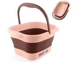 American Wellness Authority AWA Foot Bath, Folding Foot Bath for Soaking Feet, Pedicure Bowl, Plastic Foot Bath with Handles, Foldable Laundry Basket (Pink Foot Bath)