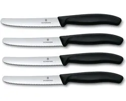 Set de couteaux de table Victorinox Swiss Classic - 4 pièces - acier inoxydable/noir - dentelé