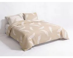 SENZATIONE 100% Katoen Percaline Dekbedovertrek 240x200/220-2x60x70 cm FEATHERS ECRU