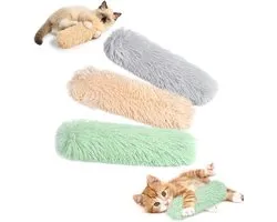 Kattenkruid Knuffeldier - 3 Stuks - Kattenspeeltjes - met Catnip en Knisperpapier - trappelkussen voor de kat - Kattenspeelgoed Interactief - Kattenkauwspeelgoed Kitten Speeltjes - Pluche Speelgoed - Zachte Speelkussentjes - Tegen Verveling - 24x9cm