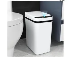 Black Bathroom Bucket with Lid, 10 Litre Contactless Sensor Bucket, Slim Automatic Trash Bin for Kitchen, Bedroom, Toilet, and Office, Smart Motion Trash Can (White)