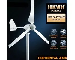 Windturbine - Windmolen - Windturbine Generator - Windenergie - 2000W - 24V - met MPPT Controlle - 3 Messen - Stille en Efficiënte Energieoplossing - Kleine - voor Thuisgebruik en Off Grid Systemen