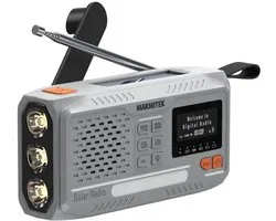 Marmitek RESQ 100 Noodradio - opwindbare en solar radio met DAB+/FM – Powerbank 4500 mAh (laden met 10W) – Kleurenscherm en LED-zaklamp – Spatwaterdicht en betrouwbaar – Onderdeel noodpakket - Ideaal bij stroomuitval of noodsituaties