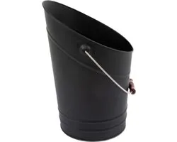Practo Home - Pelletemmer met schuine rand zwart Ø 21 cm - Hoogte 39.5 cm